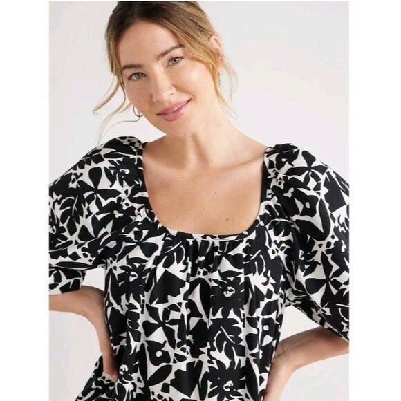 Free Assembly Women's Square Neck Print Mini Dress with Short Sleeves Size Small - Picture 10 of 10